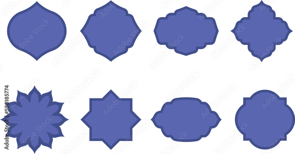 Set of Islamic Shape Illustration. flat Islamic door and arabic window Shape Illustration. Muslim oriental shapes design for Ramadan. Good for Islamic Design, Label, Sign, Sticker