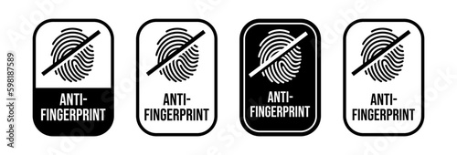 Anti Fingerprint vector. Not allow Fingerprint sign. Resistance fingerprint logo, no fingerprint, don't touch screen protector.