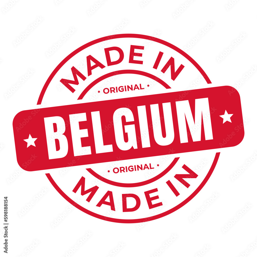Made In Belgium Stamp Logo Icon Symbol Design. Seal National Original Product Badge. Vector Illustration Made In Belgium Stamp Logo Icon Symbol Design. Seal National Original Product Badge. Vector Illustration