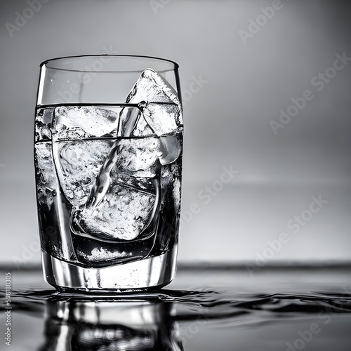 A glass of water with ice