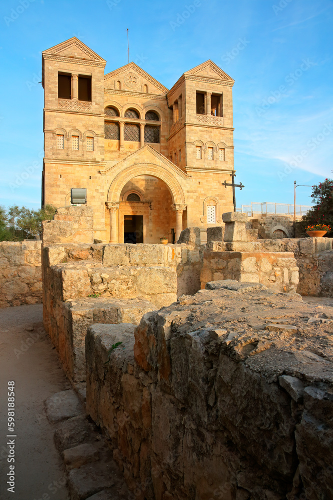 View of the historical Church of the Transfiguration on Mount Tabor, Israel.