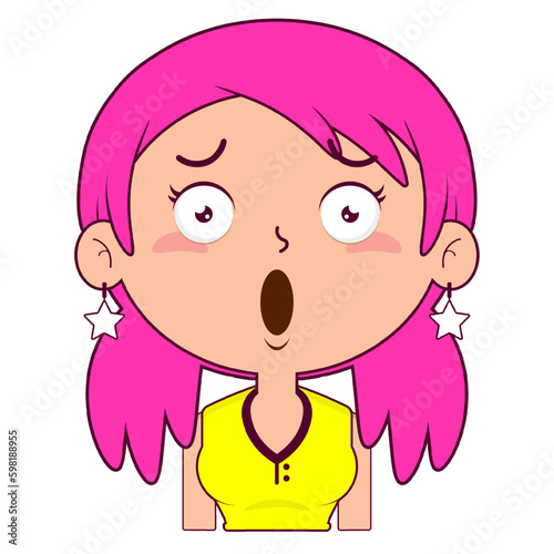 girl surprised face cartoon cute