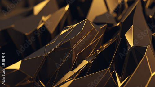 Abstract gold crystal background faceted texture generative AI