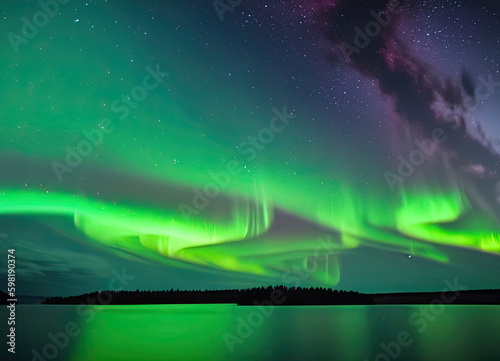 aurora borealis over the sea