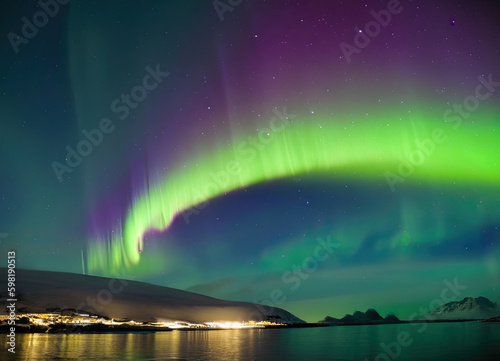 aurora borealis over the sea