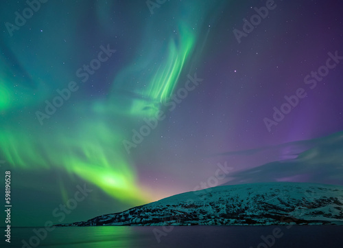 aurora borealis over the sea