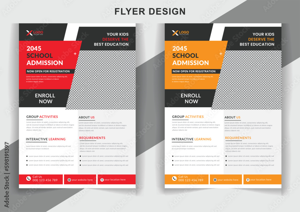 Kids school education admission flyer back to school flyer template