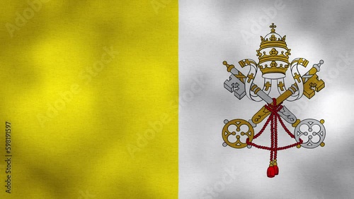 Waving Flag of Vatican City video background with vintage vignette overlay effect. Realistic Slow Motion