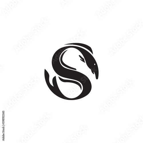 letter S logo illustration black design eel vector
