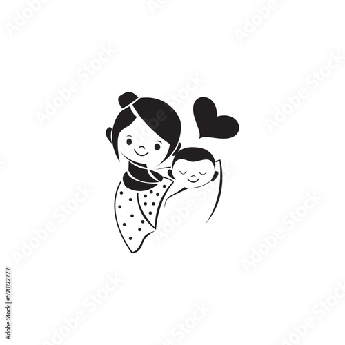 baby sitter logo illustration mother child design abstract design vector
