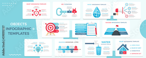 Set of infographic templates with different objects