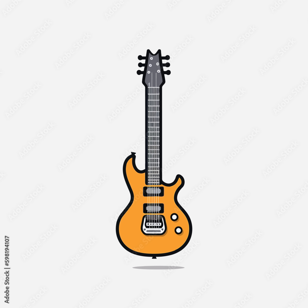 Electric guitar flat vector illustration. Rock music instrument