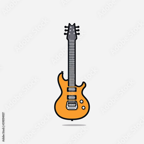 Electric guitar flat vector illustration. Rock music instrument