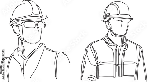 Line Art Sketch of a Mechanical Engineer 