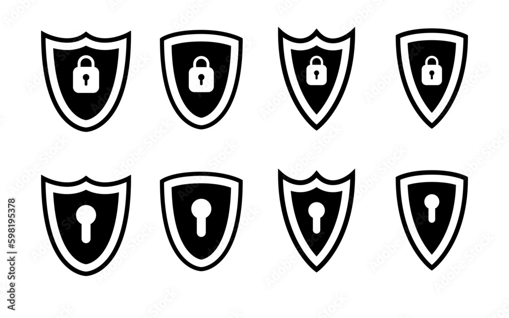 cyber security icon with shield and key lock cyber security icon with shield and key lock