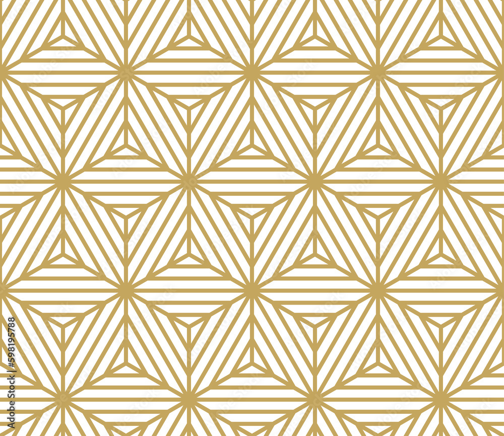 seamless pattern with hexagon shape and stripe line, luxury repeat tile in oriental style isolated on transparent background, cut out, png, illustration.