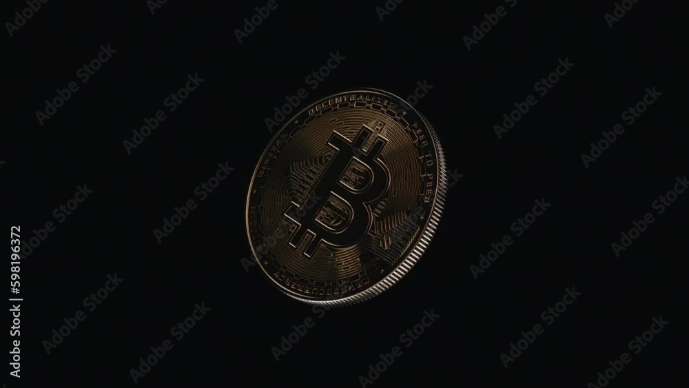 Looping animation of spinning bitcoin in the dark full HD Looping animation of spinning bitcoin in the dark full HD