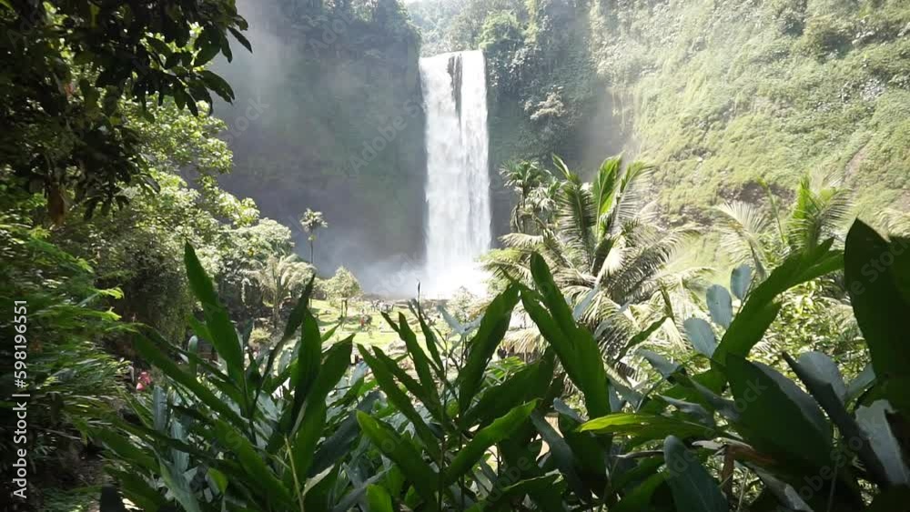 high waterfall, so beautiful with a cool and beautiful natural atmosphere in the forest