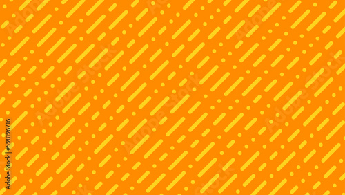 点と線の組み合わせの斜めストライプのデジタル背景のベクター素材 16:9 模様と背景カラーの２層レイヤー イエロー／オレンジ
