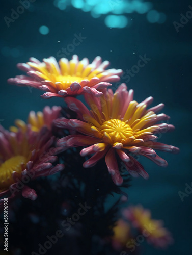 Colorful Blooms Beneath the Waves: Discovering Underwater Flowers. Generative AI © Alxmorrison