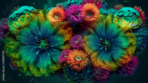 Colorful Blooms Beneath the Waves: Discovering Underwater Flowers. Generative AI