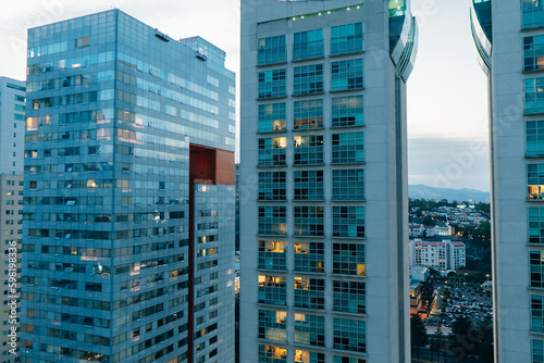 New skyline on the evening in Santa Fe, Mexico City.