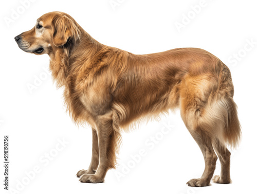 Golden Retriever Full Body Viewed From Side Transparent Background