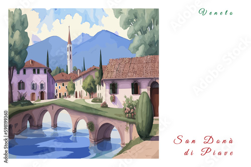 Obraz na plátně San Donà di Piave: Poster with the name of the Italian city San Donà di Piave an