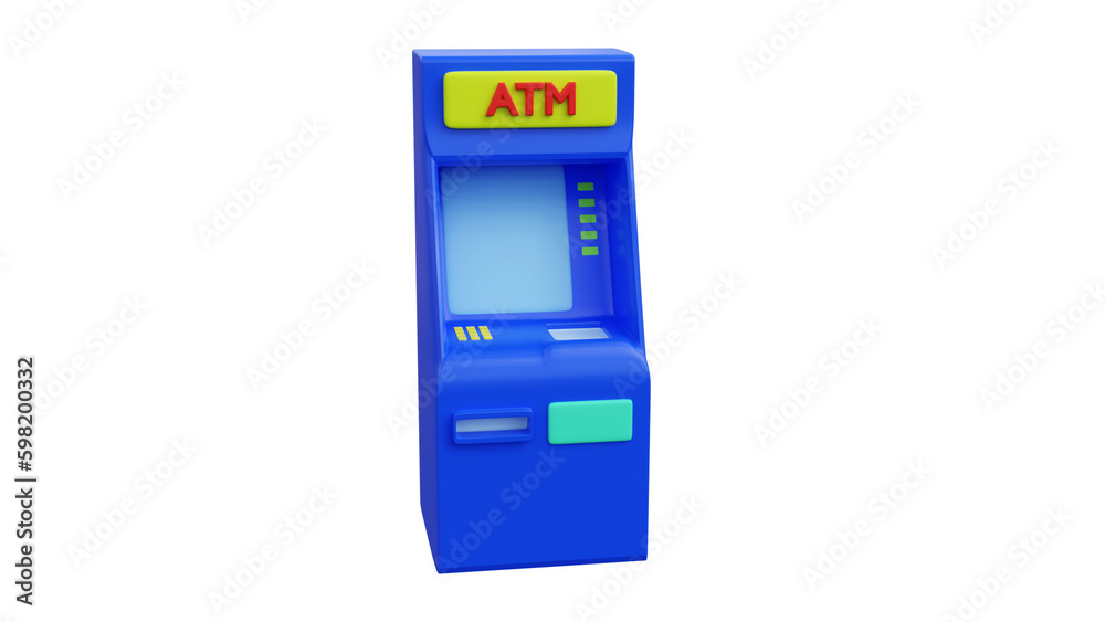 3D image of an ATM in a minimalist style on a white background 3D image of an ATM in a minimalist style on a white background