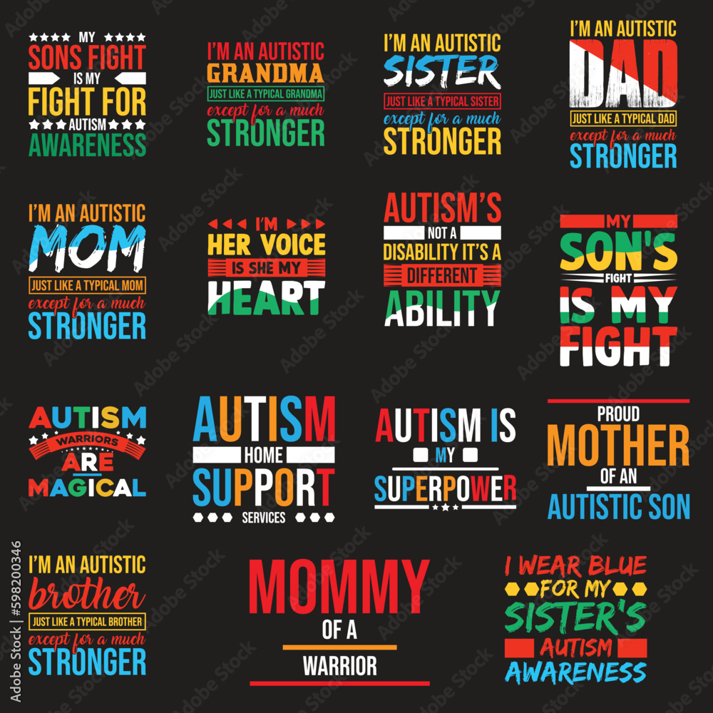 Naklejka premium Autism t shirt Design Bundle