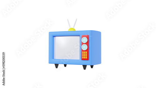 3D images of television in a minimalist style. on a white background