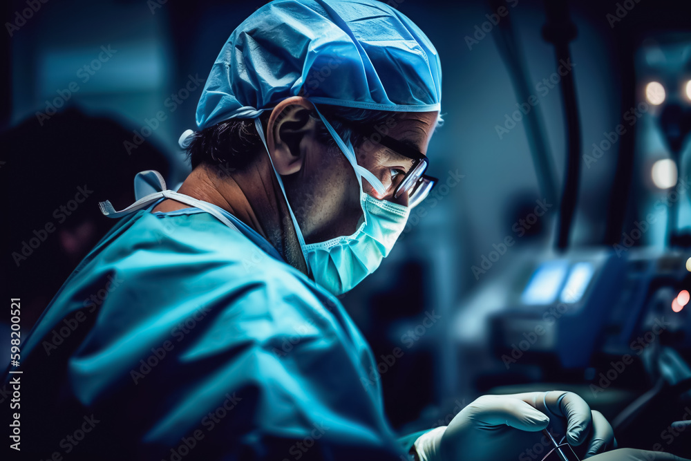 Generative AI of an Emotionally Charged Portrait of a Focused Resident Surgeon Performing Surgery in a State-of-the-Art Operating Room Generative AI of an Emotionally Charged Portrait of a Focused Resident Surgeon Performing Surgery in a State-of-the-Art Operating Room