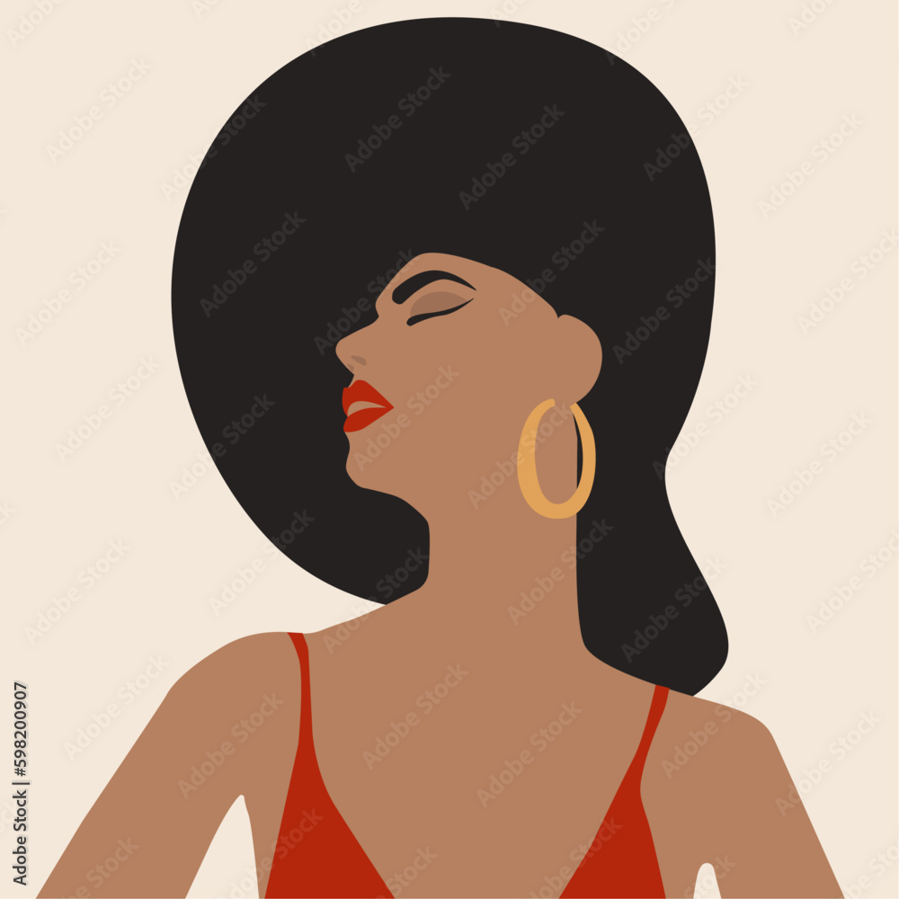 Fashion Beauty Woman Abstract Drawing in Modern Trendy Boho Style. Fashion Art of Woman in Hat. Female Modern Minimalist Beauty Drawing. Vector EPS 10