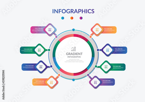Gradient infographic element collection template