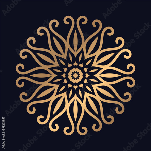 Gold Color Floral Round Ornament. Oriental Pattern mandala design © tanvir enayet