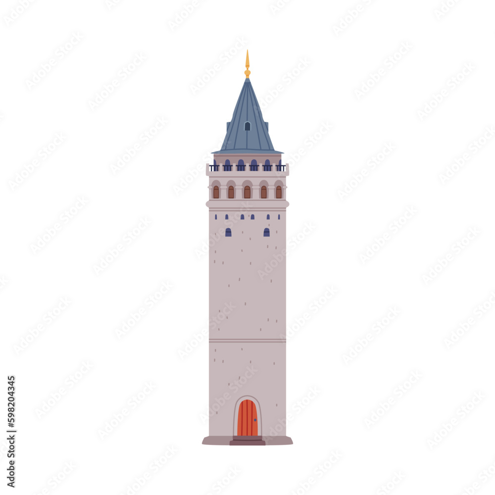 Galata Tower Exhibition Place and Museum as Traditional Istanbul Symbol Vector Illustration Galata Tower Exhibition Place and Museum as Traditional Istanbul Symbol Vector Illustration