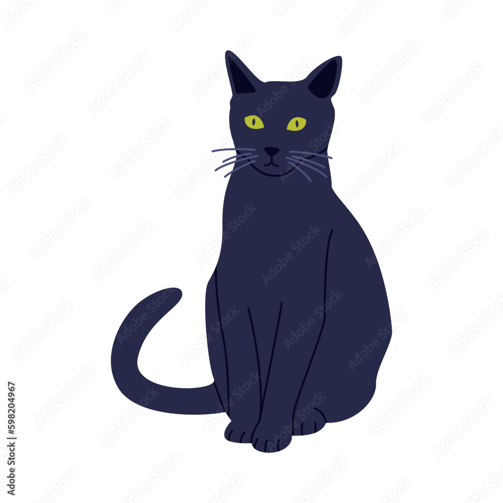 Fototapeta premium Black Cat as Traditional Istanbul Symbol Vector Illustration