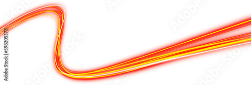 Curved neon line with glowing orange light