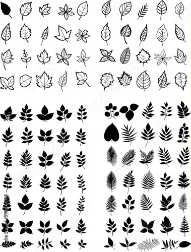 Simple Leaves Lot Vector Set