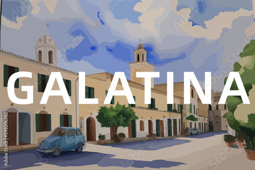 Galatina: Beautiful painting of an Italian village with the name Galatina in Puglia photo