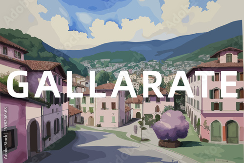 Gallarate: Beautiful painting of an Italian village with the name Gallarate in Lombardy