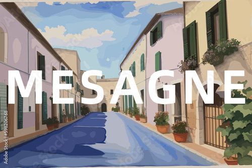 Картината върху платно Mesagne: Beautiful painting of an Italian village with the name Mesagne in Pugli