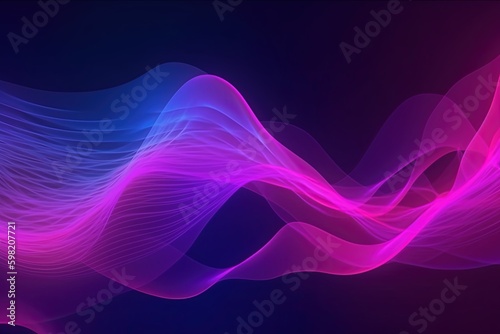 abstract futuristic background with gold PINK blue glowing neon moving high speed wave lines and bokeh lights. Data transfer concept Fantastic wallpaper, Ai Generative