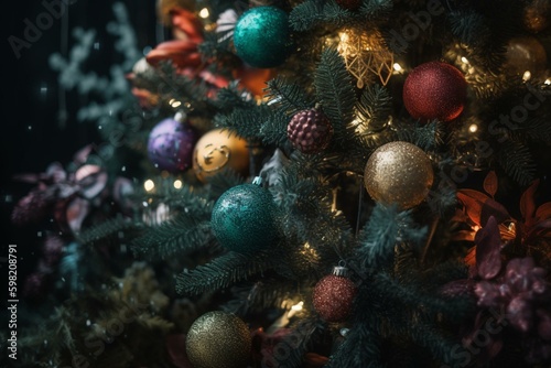 Holiday color scheme inspired by decorated Christmas trees. Generative AI
