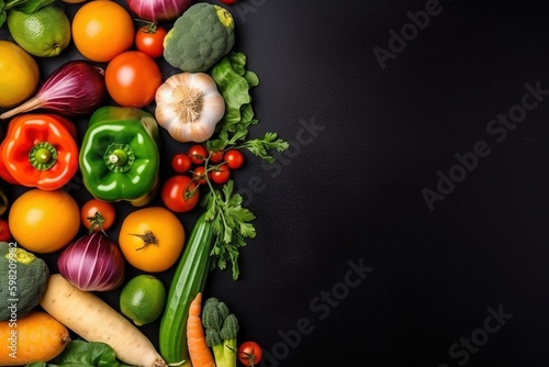 Vegetables wooden board  ingredients of food Ai Generative