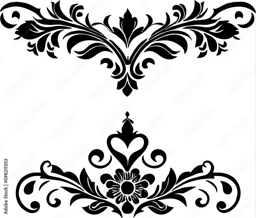 Floral Ornament Vector Black and White