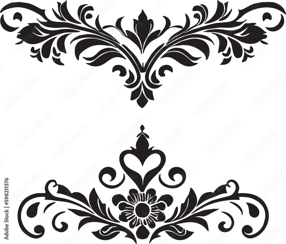 Floral Ornament Vector Black and White
