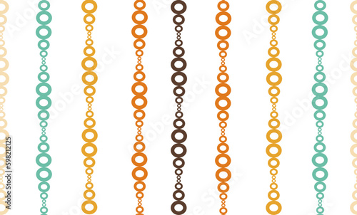 pattern with chains in vintage earth tone color, green orange yellow brown, on white background repeat seamless pattern design for fabric printing 