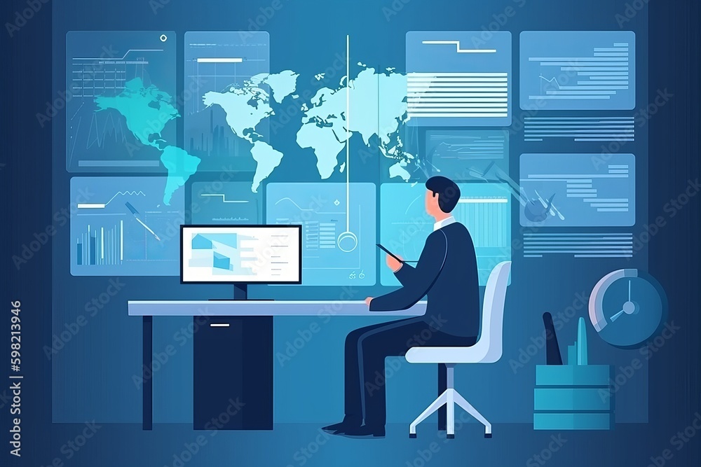Businessman analyst working with digital finance business data graph showing technology of investment strategy for perceptive financial business decision, business person with graph, Generative AI Businessman analyst working with digital finance business data graph showing technology of investment strategy for perceptive financial business decision, business person with graph, Generative AI