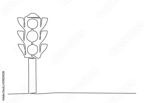Traffic light One line drawing on white background